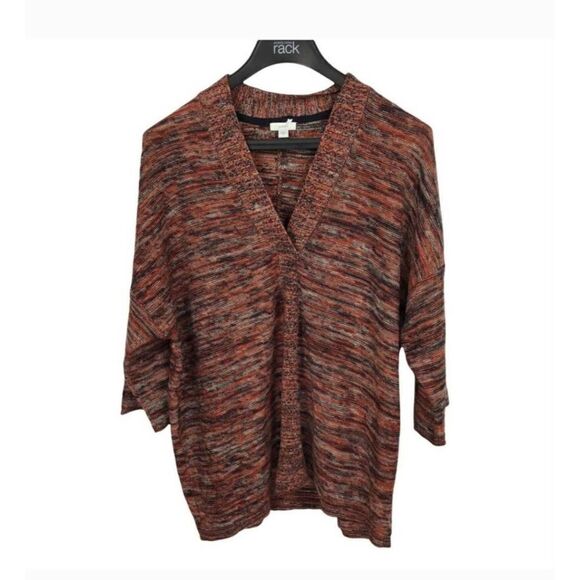 J.Jill Sweater Women Small Purejill Campari Marled Knit Red Black Oversize Boxy - Picture 6 of 13